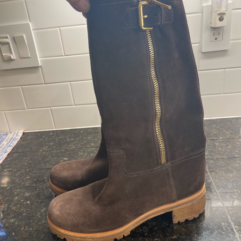 Prada Brown suede heeled Boots